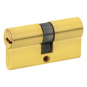 Cilindro europeo 60 mm función doble, latón brillante, llave de puntos, en caja Lock LC60QLB
