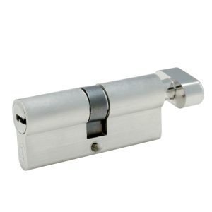 Cilindro europeo 70 mm función sencilla, níquel satinado, llave de puntos, en caja Lock LCM70QNS