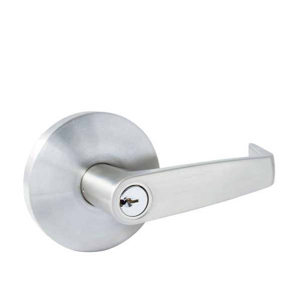 Manija cilíndrica plana función baño, acero inoxidable, llave estándar, blíster Lock LR030B