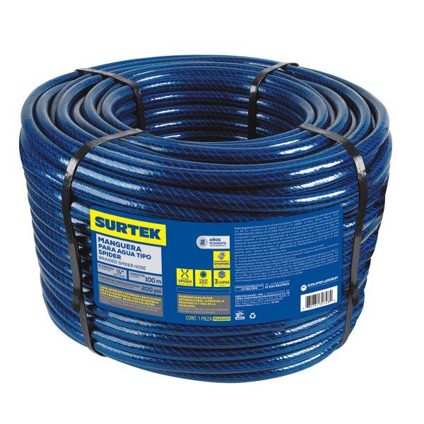 Manguera para jardín tejido spider en rollo 1/2", 100 m Surtek M12S100