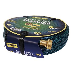 Manguera para jardín tramada con conector metálico 1/2", 15 m Surtek M12T15