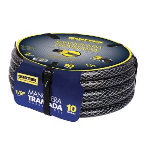 Manguera para jardín tramada gris con conector plásticos 1/2", 15 m Surtek M12T15P