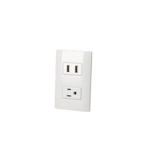 Placa 1 contacto 1 USB doble 1/3, línea Americana, color blanco Surtek P432B
