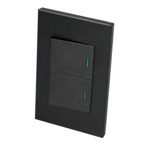 Placa 2 Interruptor 1/2, línea Premium, color negro Surtek P622N