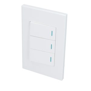 Placa 3 Interruptor 1/3, línea Premium, color blanco Surtek P623B