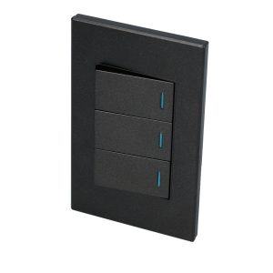 Placa 3 Interruptor 1/3, línea Premium, color negro Surtek P623N