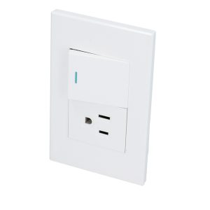 Placa 1 Interruptor 1 contacto 1/2, línea Premium, color blanco Surtek P624B