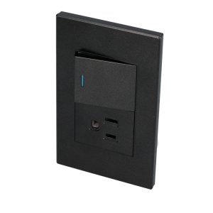 Placa 1 Interruptor 1 contacto 1/2, línea Premium, color negro Surtek P624N
