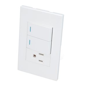 Placa 2 Interruptor 1 contacto 1/3, línea Premium, color blanco Surtek P626B
