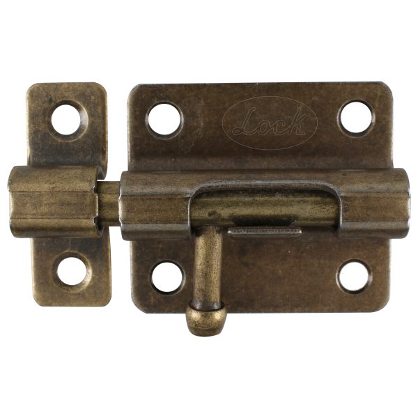 Pasador de sobreponer tipo barril acabado latón antiguo, 8 cm Lock PABA8