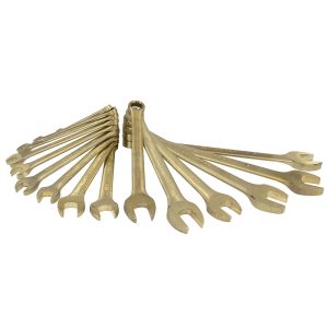 Juego de llaves combinadas de bronce-aluminio antichispa métricas, 12 puntas, 15 piezas Urrea UH1200FM