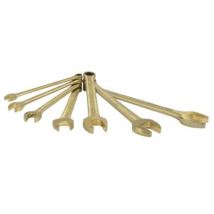 Juego de llaves combinadas de bronce-aluminio antichispa en pulgadas, 12 puntas, 7 piezas Urrea UH1200H