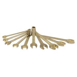 Juego de llaves combinadas de bronce-aluminio antichispa métricas, 12 puntas, 10 piezas Urrea UH1200KM