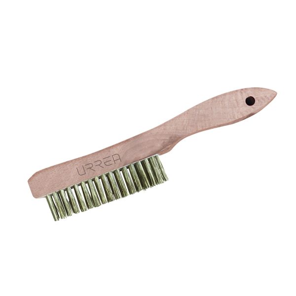 Cepillo de cerdas de bronce-aluminio antichispa con 4x16 filas de pinceles con mango Urrea UH1886