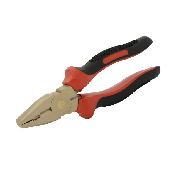 Pinza de bronce-aluminio antichispa con mango bimaterial 8", para electricista Urrea UH268