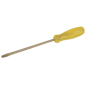Destornillador de bronce-aluminio antichispa con mango ámbar, punta plana de 1/4" Urrea UH9616