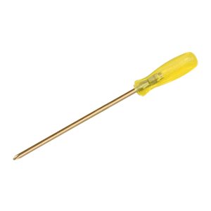 Destornillador de bronce-aluminio antichispa con mango ámbar, punta Phillips de #3 Urrea UH9686