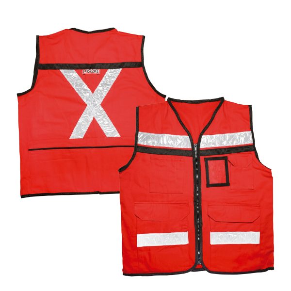 Chaleco de seguridad tipo supervisor cerrado con reflejante rojo EEG Urrea USCH14