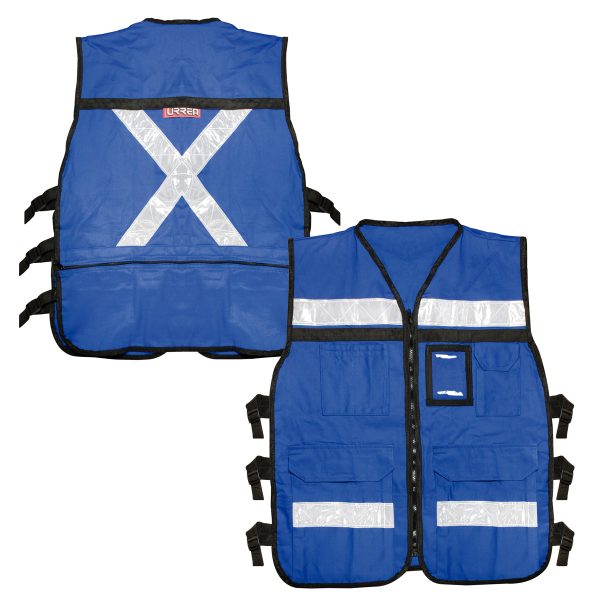 Chaleco de seguridad tipo supervisor abierto con reflejante azul M Urrea USCH41