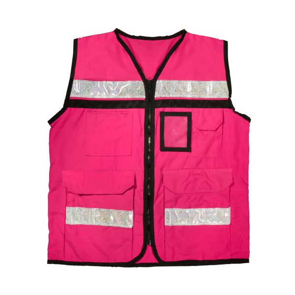 Chaleco de seguridad tipo supervisor cerrado con reflejante rosa G Urrea USCH83
